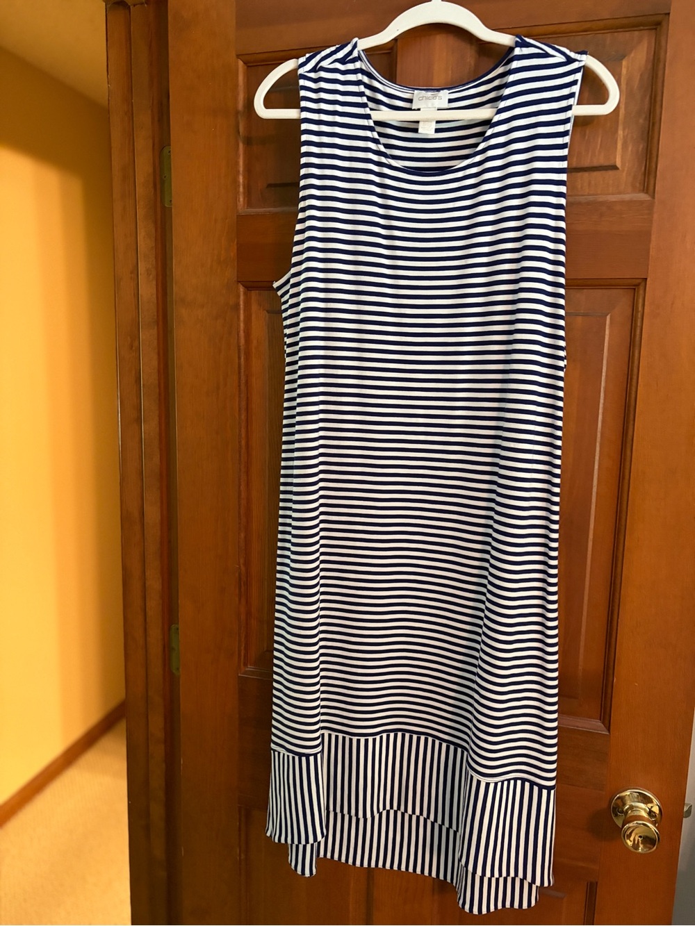 chicos High Low Navy and White midi Dress.  size 4.  never worn